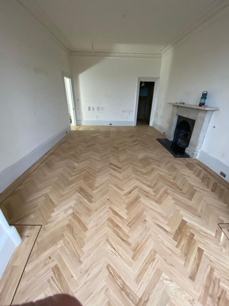 Herringbone parquet after restoration